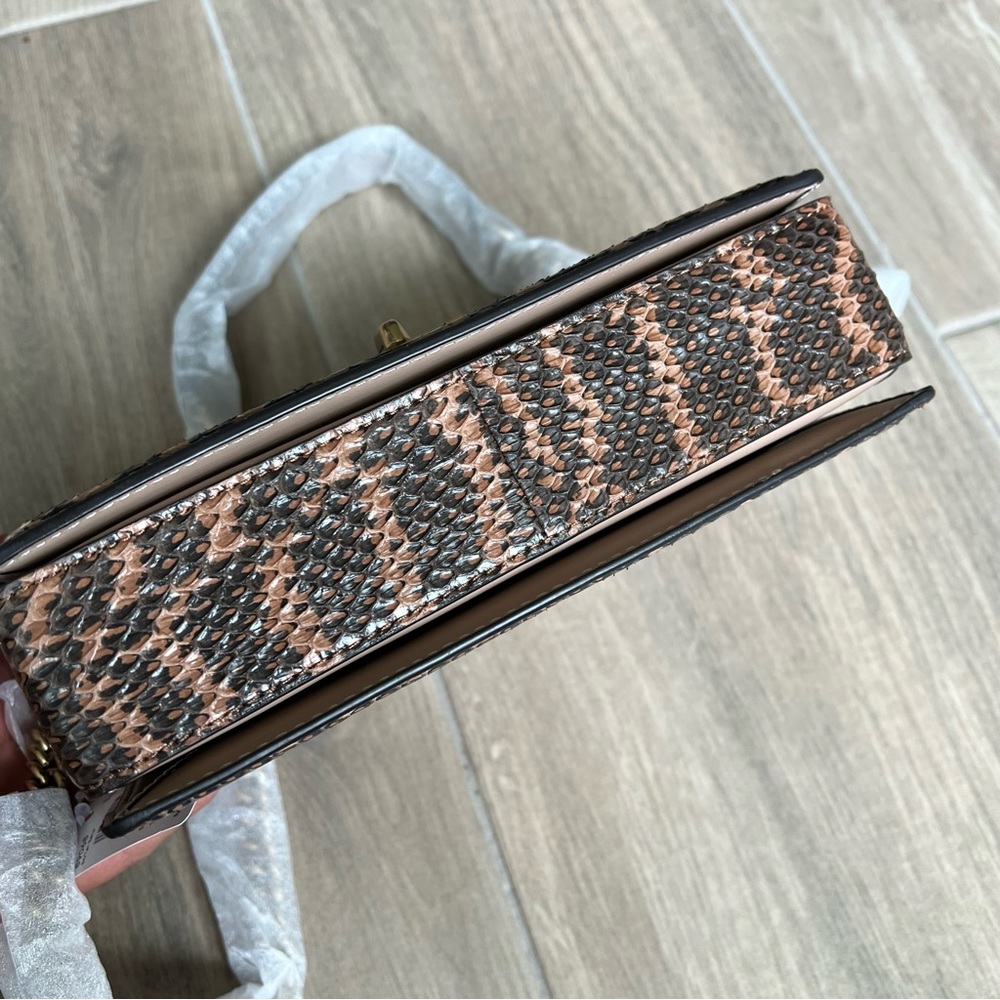 Coach Hutton Shoulder Bag In Blocked Signature Canvas With Snakeskin Detail - Picture 8 of 10